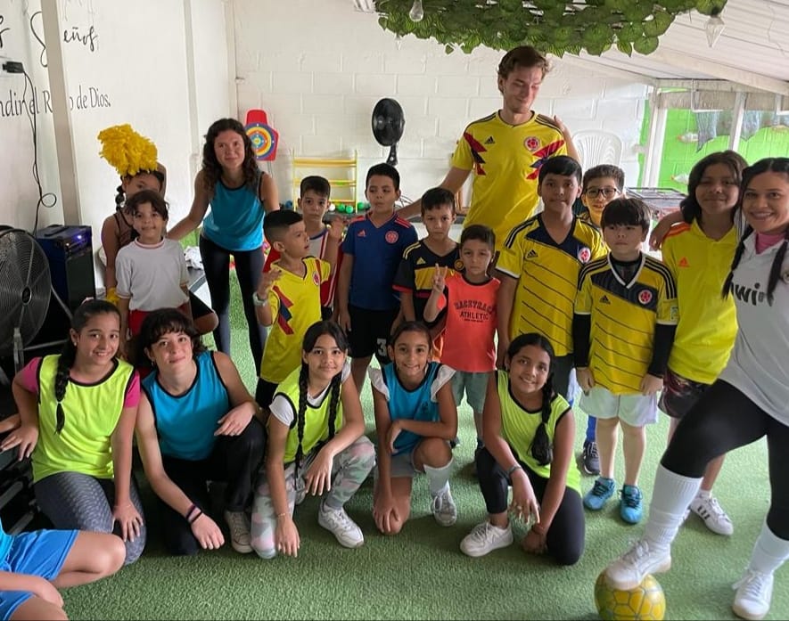 Kids at Casa de Sueños after a soccer tournament at the foundation