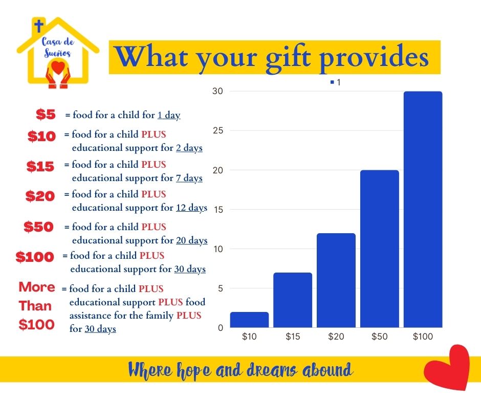 graph showing power of donations for Casa de Suenos from $5 to $100