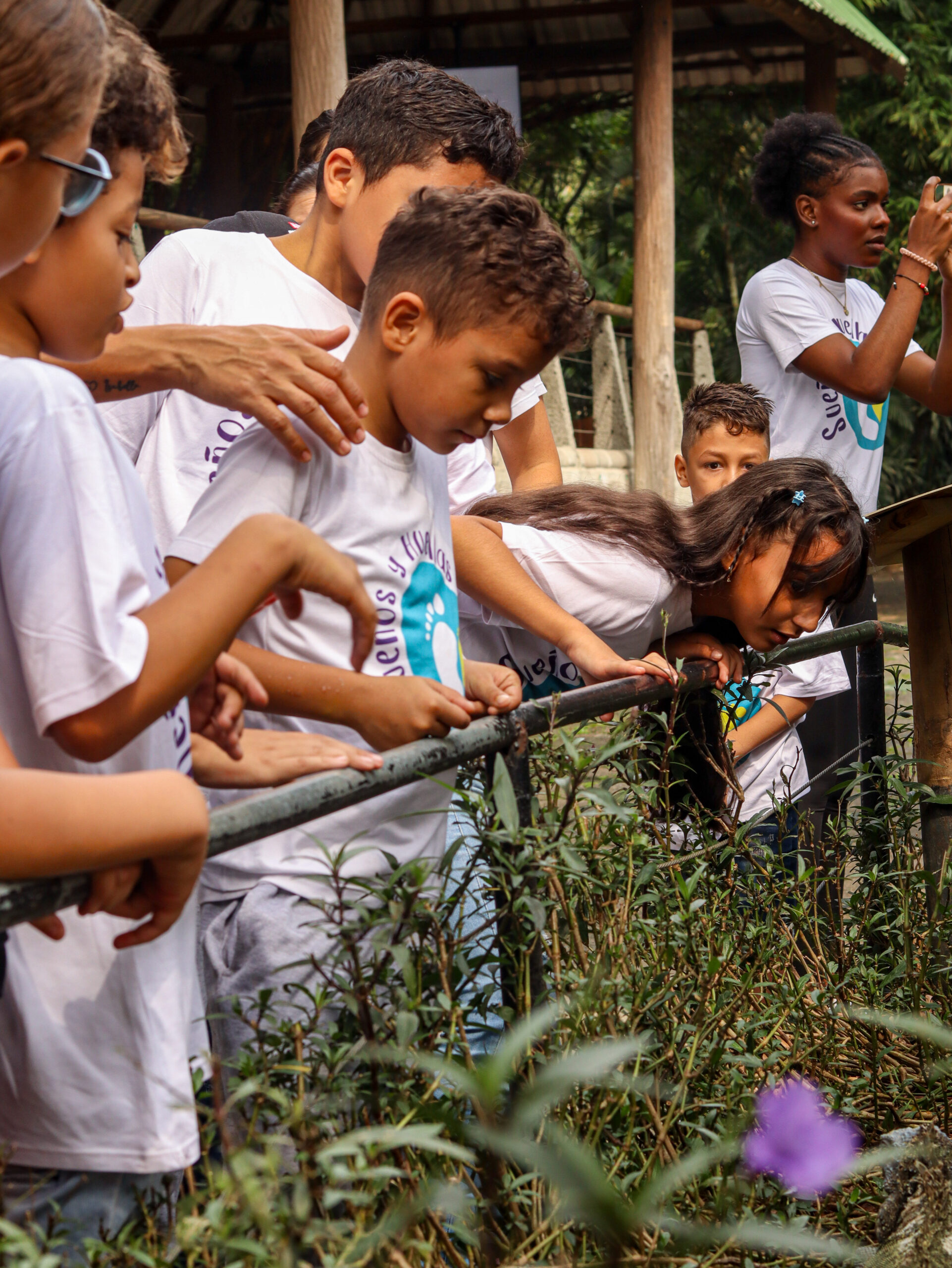 Kids at Casa de Suenos excited about an exhibit at the zoo.