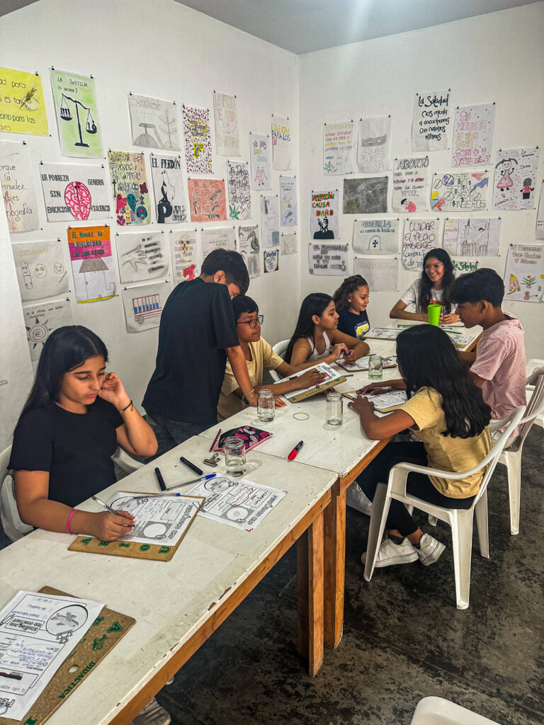 New Generation Teens at Casa de Suenos working on a project.